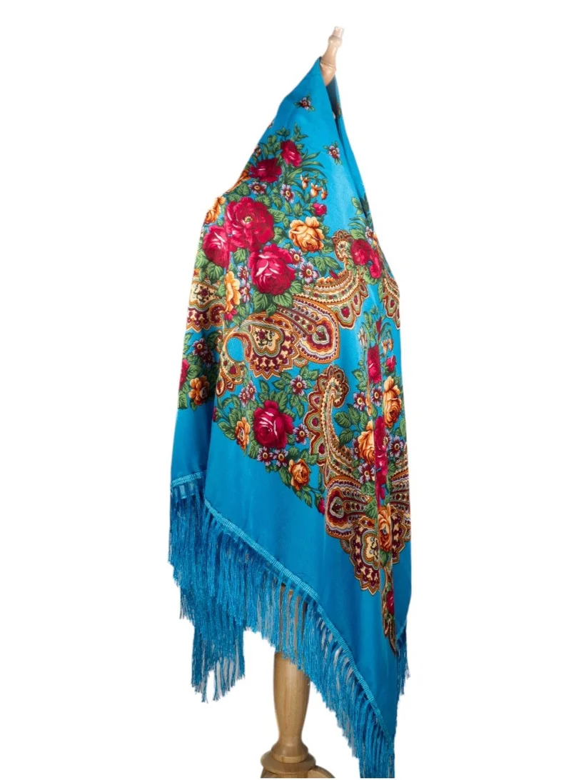 Bidani Midnight Floral Majesty Shawl – Blue Heritage Pattern